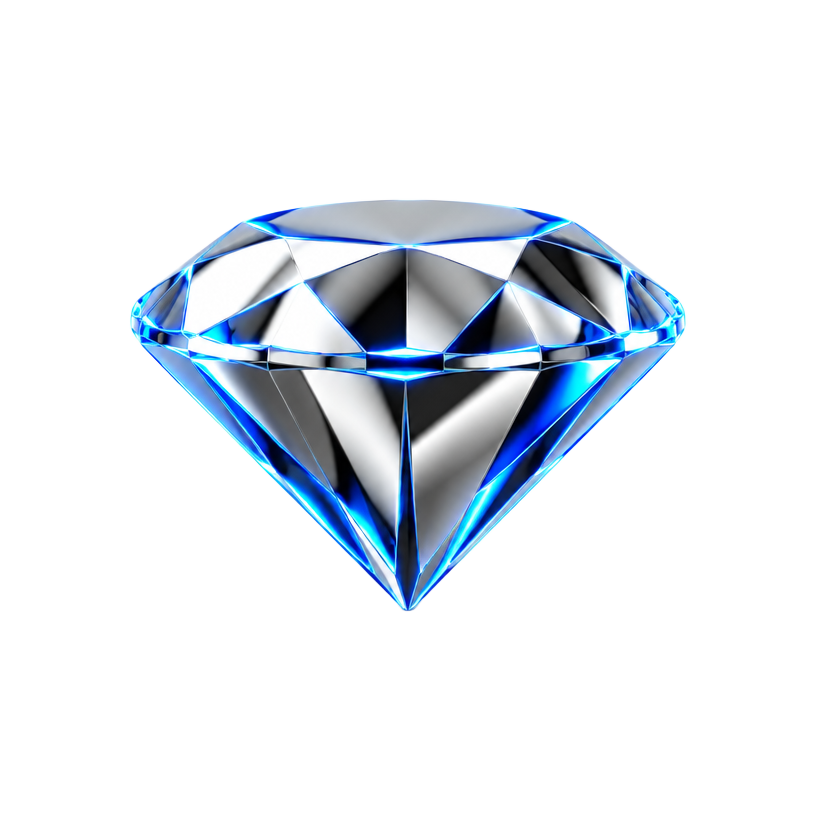 Scultura cromata a forma di diamante